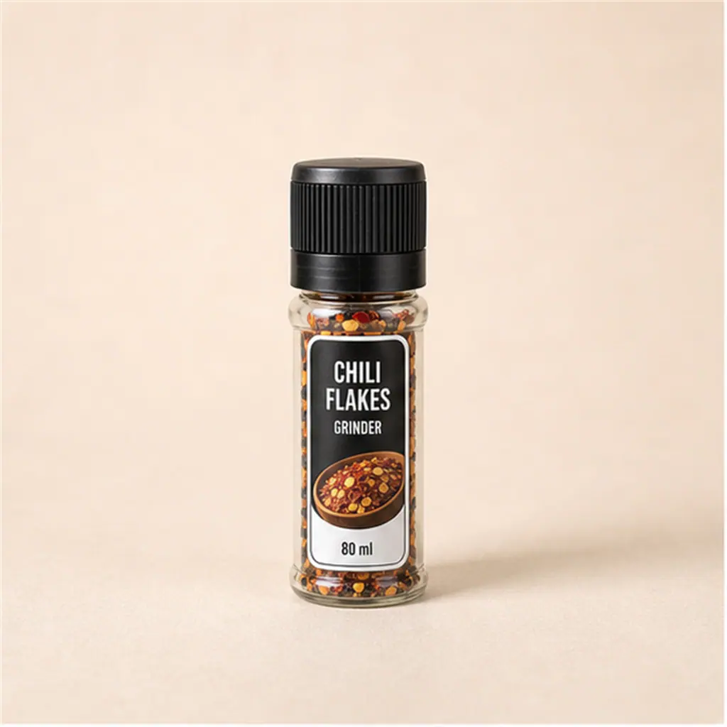 Mini-Gewürzmühle mit schwarzem Deckel 80 ml Produktansicht