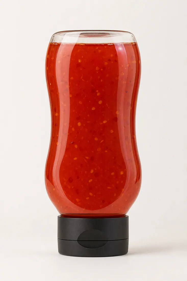 Kopfstehende Quetschflaschen für Sweet-Chili-Sauce Produktansicht