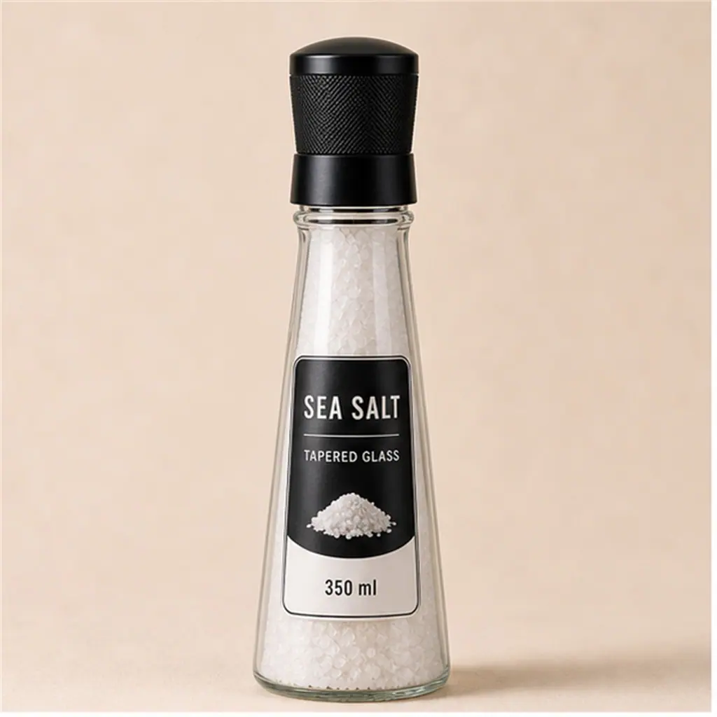 Konische Salzmühle aus Glas 350 ml Produktansicht
