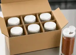 Glas-Gewürzstreuer mit Dual-Flapper-Deckel Material- und Herstellungsdetail