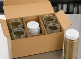Große Glas-Gewürzstreuer für Gastronomie Material- und Herstellungsdetail