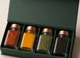 Geschenksets mit Gewürzgläsern Material- und Herstellungsdetail