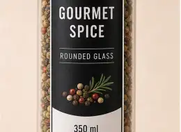 Abgerundete Gewürzmühle aus Glas 350 ml Material- und Herstellungsdetail