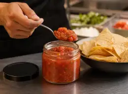 Weithalsgläser für Salsa und Dips Anwendungsszene für Würzverpackungen