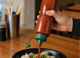 Quetschflaschen für dickflüssige Chilisauce Anwendungsszene für Würzverpackungen